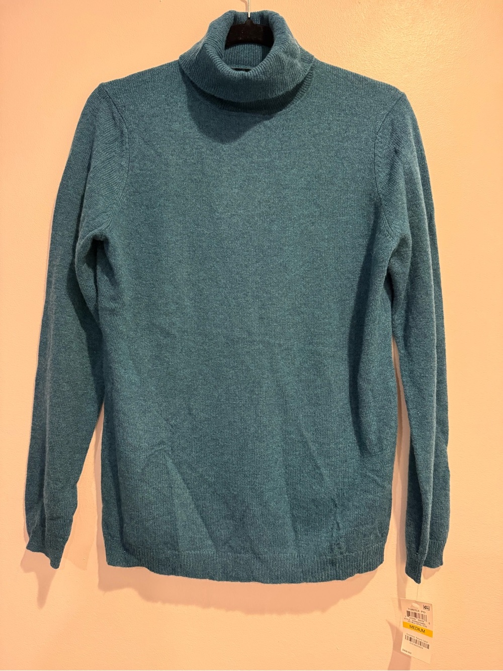 NWT Charter Club 100% Cashmere Teal Turtleneck Long Sleeve Pullover Sweater Sz M